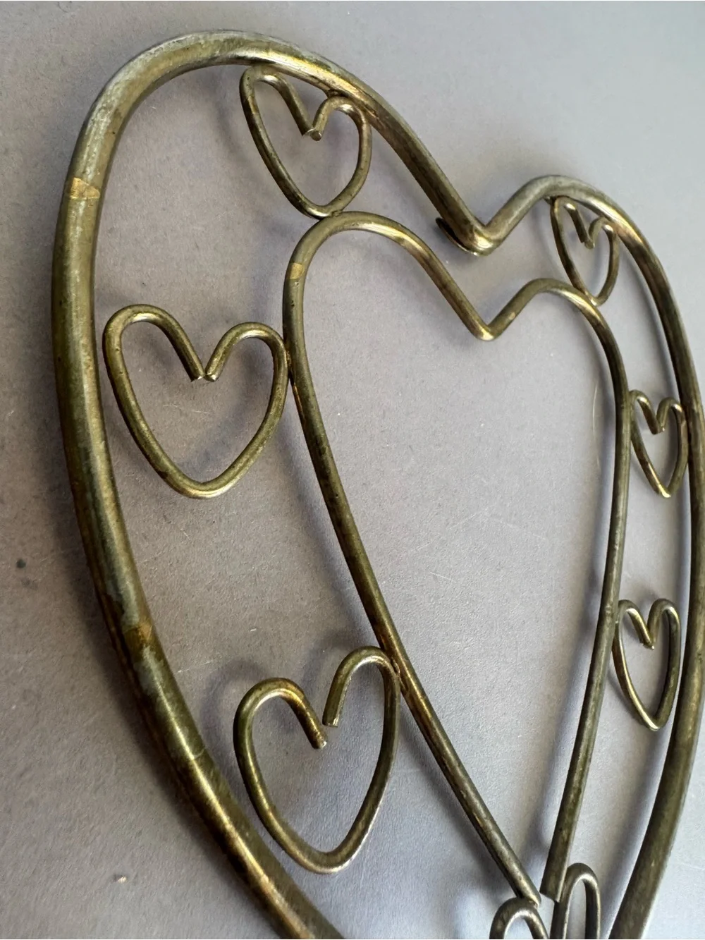 Brass-Tone Heart Wall Candle Sconce - Antique Brass Finish